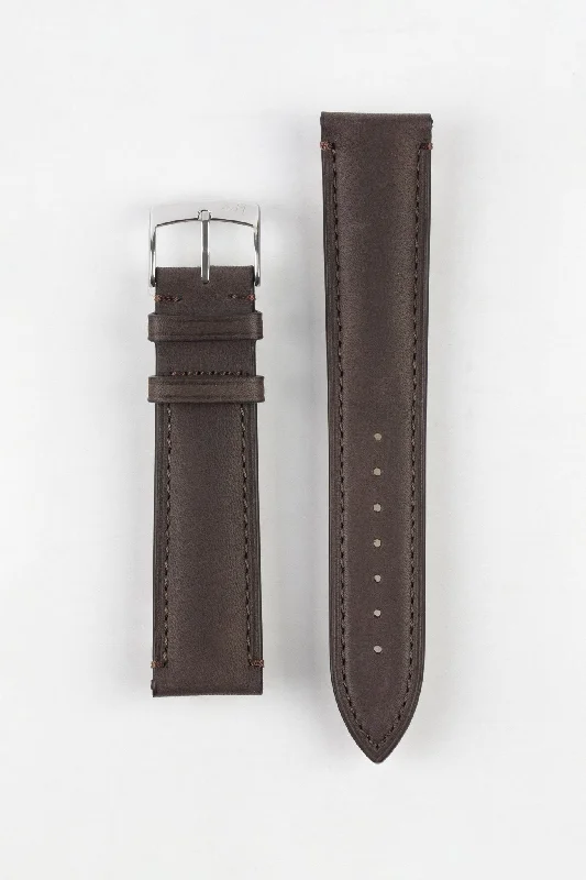 smartwatch with sport-specific modes-Morellato LEVY Vintage Calfskin Leather Watch Strap in DARK BROWN