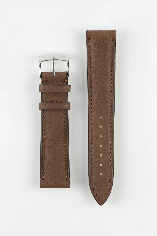 smartwatch with built-in hydration reminder-Morellato LEVY Vintage Calfskin Leather Watch Strap in BROWN