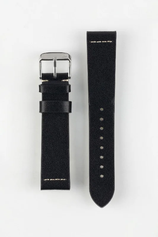 solar-powered analog sport watches-Morellato PAROS Recycled Leather-Fibre Watch Strap in BLACK