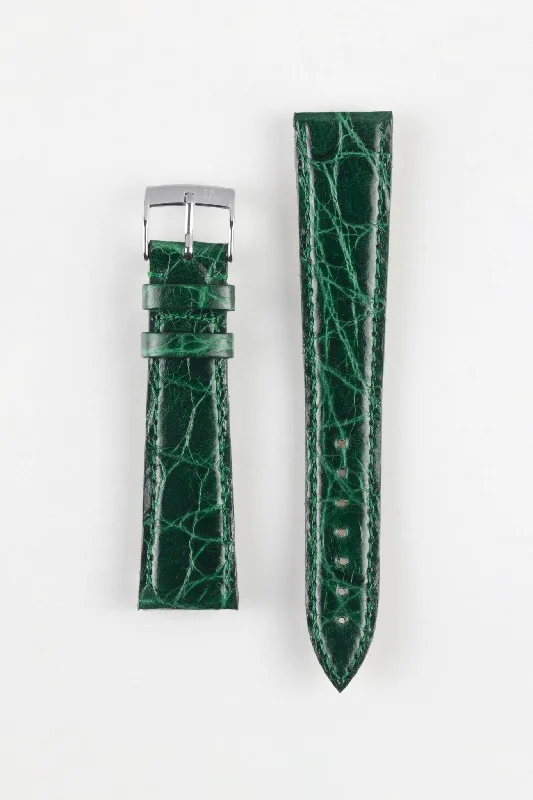 solar-powered diving watches-Morellato TRACY Genuine Crocodile Watch Strap in GREEN