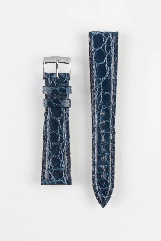 women's luxury analog wristwatches-Morellato TRACY Genuine Crocodile Watch Strap in NAVY BLUE