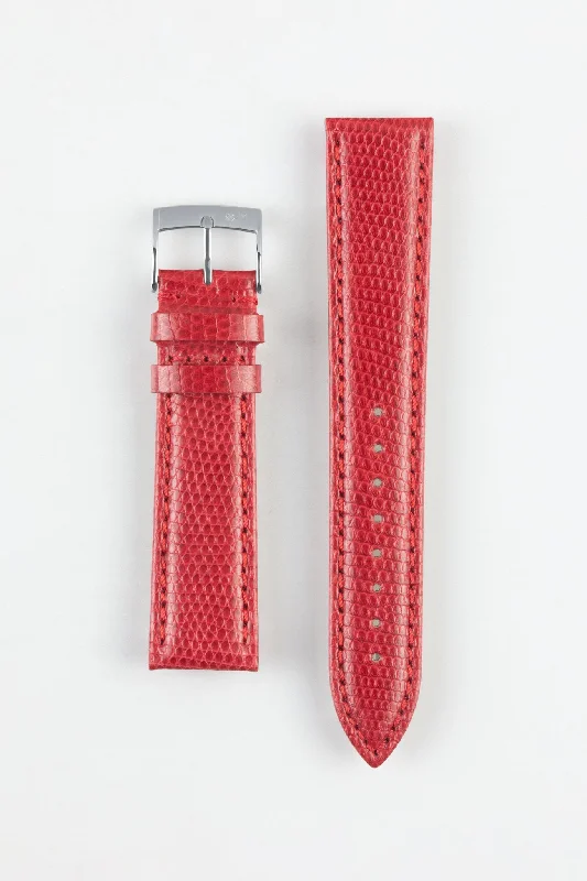 smartwatch with health and fitness apps-Morellato VIOLINO Genuine Lizard Skin Strap in RED