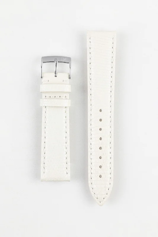 fashion watches with interchangeable straps-Morellato VIOLINO Genuine Lizard Skin Strap in WHITE