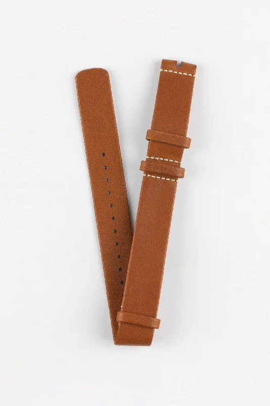 luxury chronograph sports watches-OMEGA Novonappa Leather One-Piece Watch Strap in GOLD BROWN