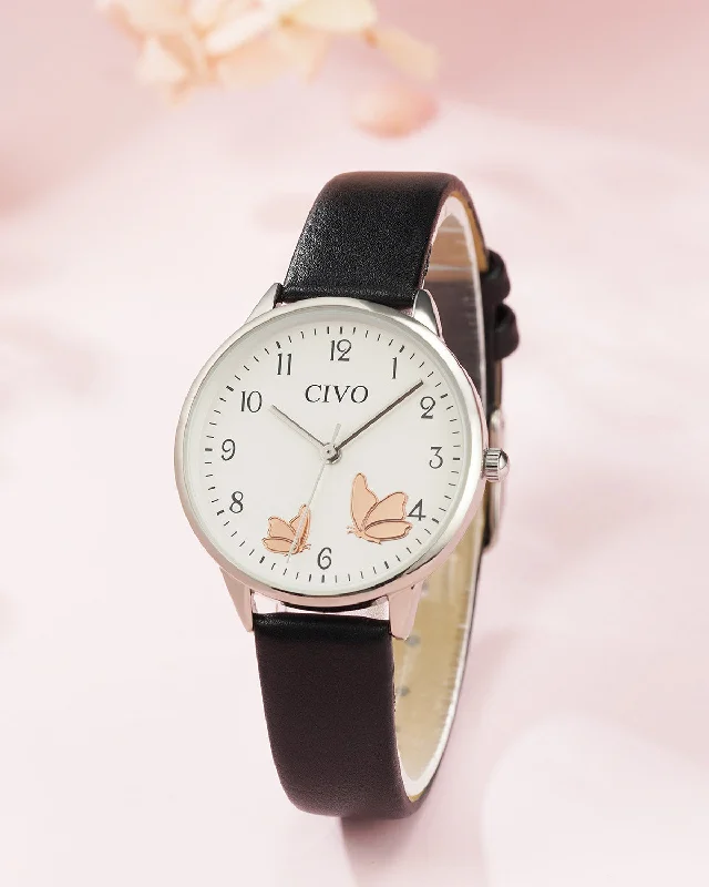 smartwatch with real-time GPS updates-P2277 | Quartz Women Watch | Leather Band