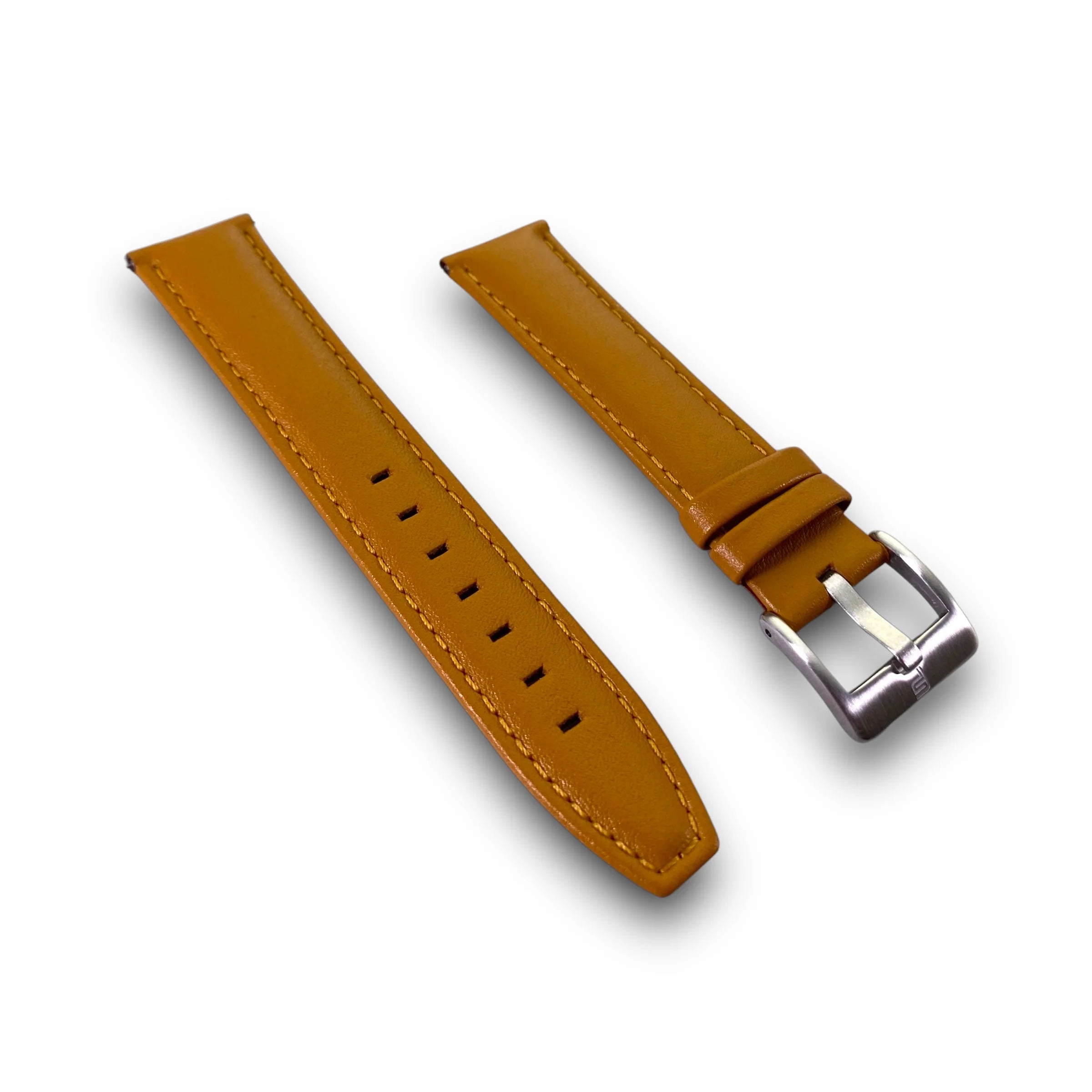 smartwatch with fitness and health tracking-PUNCH SEMPER Genuine Leather Tan Watch Strap Silver Buckle