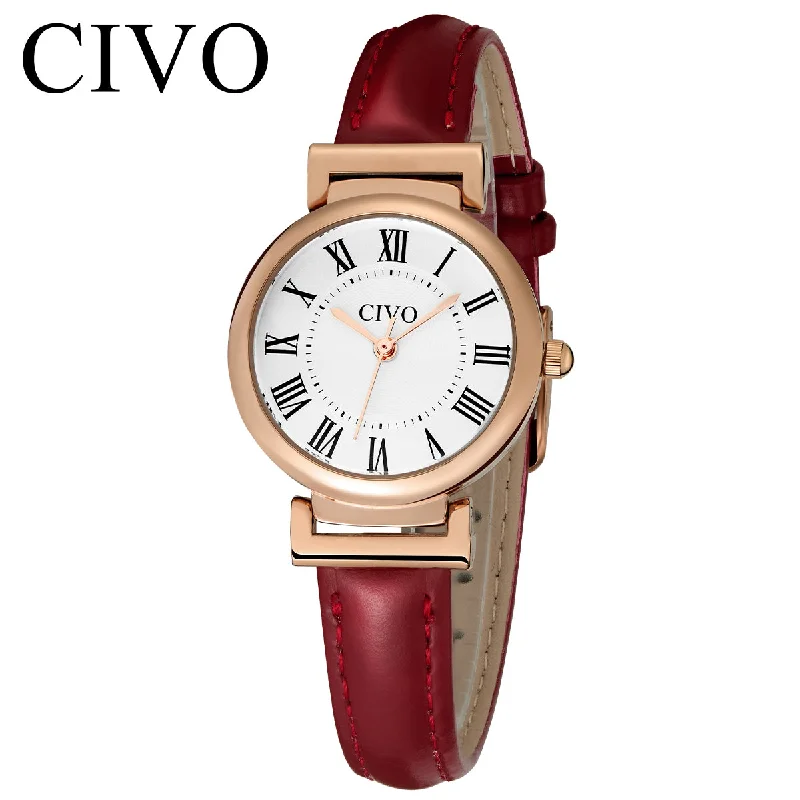 men's sporty digital wristwatches-Quartz Women Watch | Leather Band | CIVO 8129C