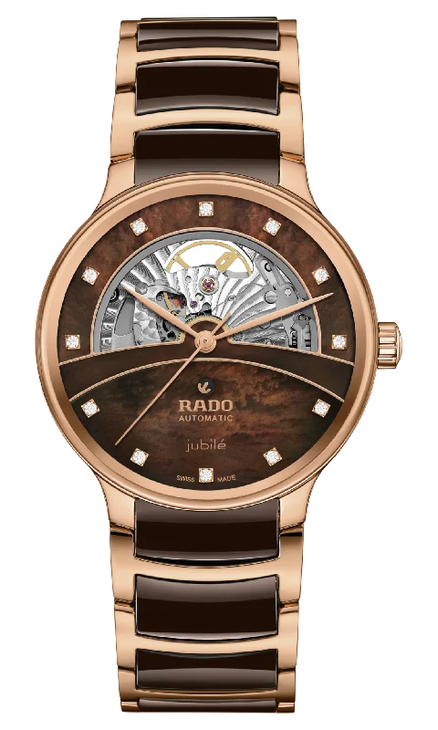 smartwatch with sports heart rate monitoring-RADO  Centrix Diamonds Open Heart Automatic Watch for Women R30028902