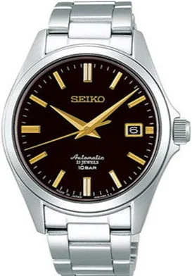 smartwatch with instant fitness insights-Seiko Mechanical Automatic JDM Black Dial Gold Tone SZSB014