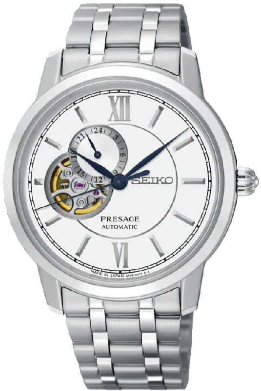 waterproof quartz fitness watches-Seiko Presage Mechanical Automatic White Dial SSA365