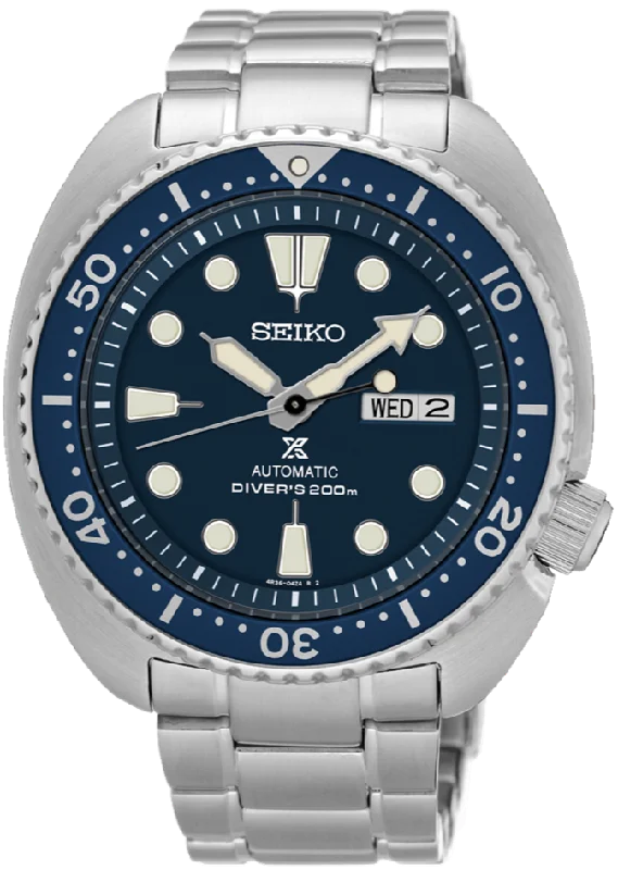 mechanical skeleton watches for men-Seiko Prospex Mechanical Automatic 200M Diver Navy Turtle SRP773