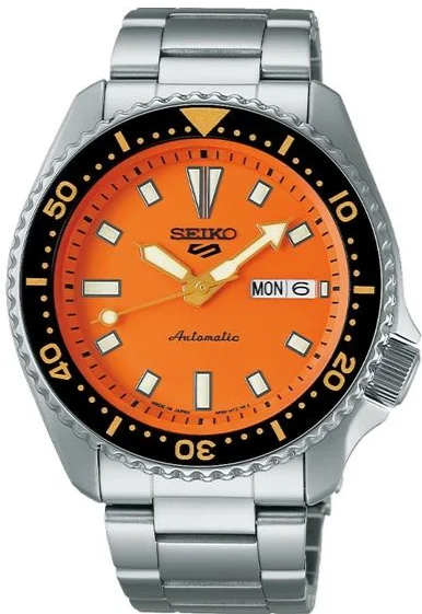 mechanical dress watches with moonphase-Seiko X TiCTAC 5 Sports SKX Sports Style Limited Edition Automatic "Orange Boy" Reimagine SBSA265 - PREORDER