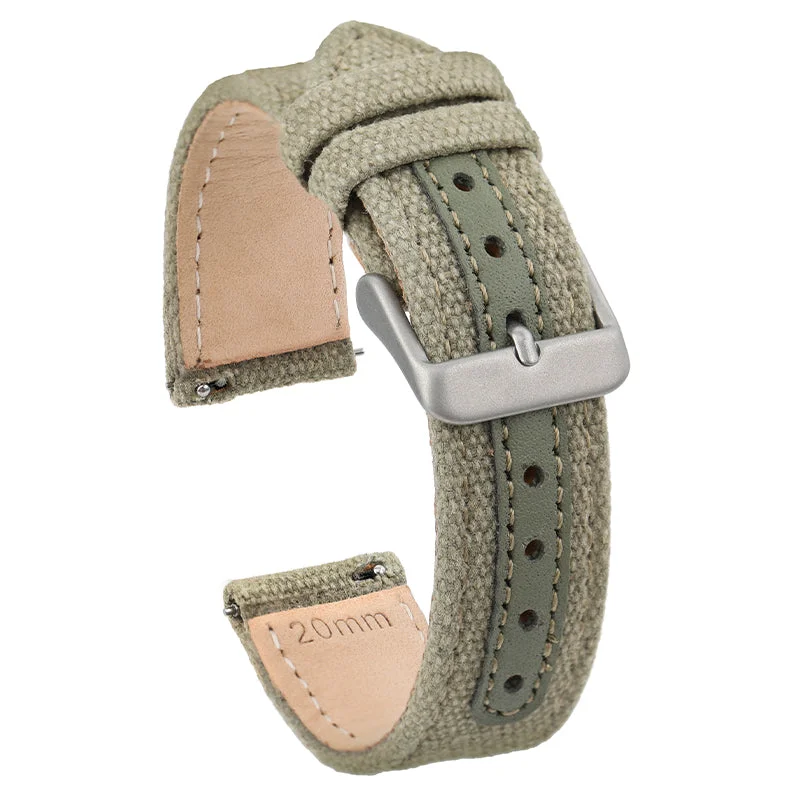 smartwatch with swimming mode-Leather Nylon Canvas Strap Watchband