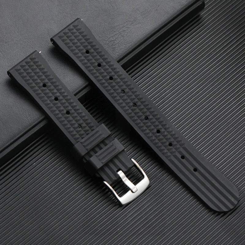 ultra-lightweight outdoor watches-Watchdives Easy Release Waffle Style FKM Rubber Watchband