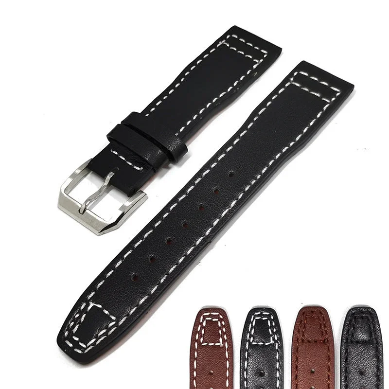 smartwatch with interval training modes-Leather Pilot Watch Band